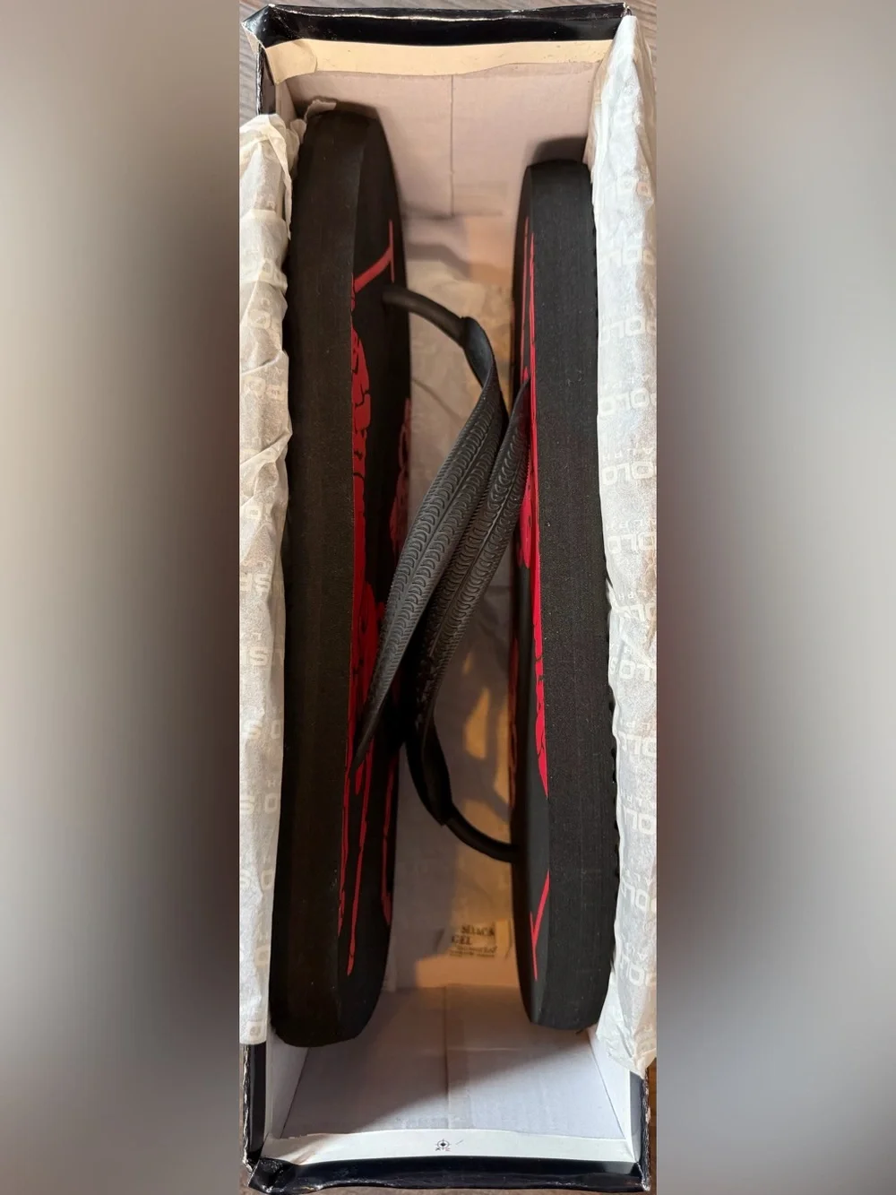 Polo Sport by Ralph Lauren Collins Black/Red Polo Player Flip Flops, Sz 11, NIB